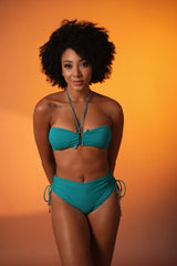 Jade Halter Bikini Set with High-Waist Bottoms