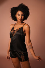 Black Lace Cami Top & Shorts Set