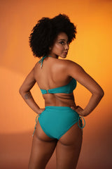 Jade Halter Bikini Set with High-Waist Bottoms