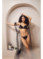Dahlia Black Hand Embellished Lingerie Set