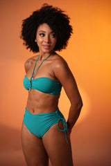 Jade Halter Bikini Set with High-Waist Bottoms