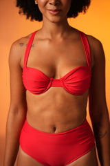 Cherry Underwired Bikini Set with High-Waist Bottoms
