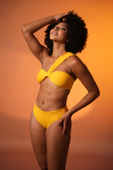 Lemon One-Shoulder Ruched Bikini Set