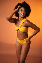 Lemon One-Shoulder Ruched Bikini Set