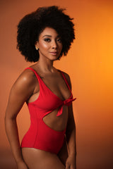 Cherry Knot-Front Swimsuit