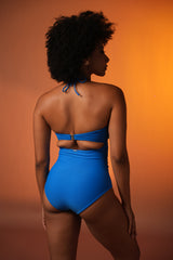 Ocean Blue Cutout Halter Swimsuit
