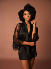 Black Robe with Lace Sleeves