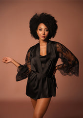 Black Robe with Lace Sleeves