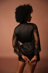 Black Robe with Lace Sleeves