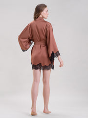 BRONZE ROBE WITH LACE SLEEVES