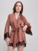 BRONZE ROBE WITH LACE SLEEVES