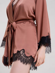 BRONZE ROBE WITH LACE SLEEVES