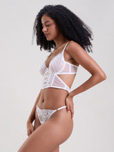 LILY WHITE EMBROIDERED THONG