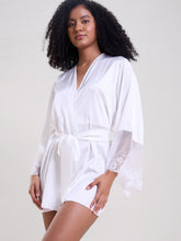 LILY WHITE ROBE WITH EMBROIDERED TULLE SLEEVES