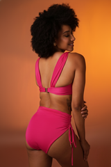 Wild Bloom Ruched Bikini With High-Waist Bottoms