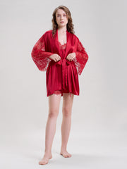 RED ROBE WITH LACE SLEEVES