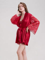 RED ROBE WITH LACE SLEEVES