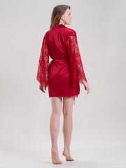 RED ROBE WITH LACE SLEEVES