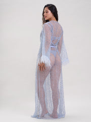 ELSA EMBELLISHED SHEER ROBE WITH BELT