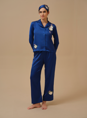 Magnolia Blue Hand Embellished Pyjama set