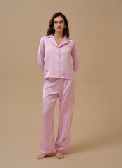 Peony Lilac Hand Embellished Pyjama set