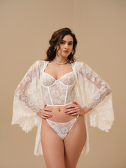 Amara Hand Embellished Lace Bustier & Thong Set