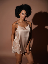 Champagne Cami Dress with Lace Sides