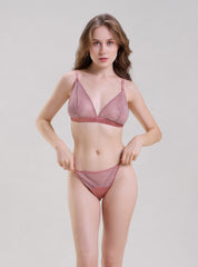 BLUSH PINK FISHNET BRALETTE & THONG SET