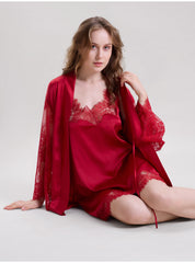 Red Lace Robe & Cami Dress