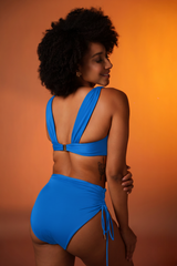 Ocean Blue  Ruched Bikini With High-Waist Bottoms