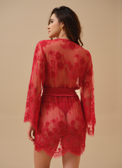 Rosa Red Hand Embellished Lace robe
