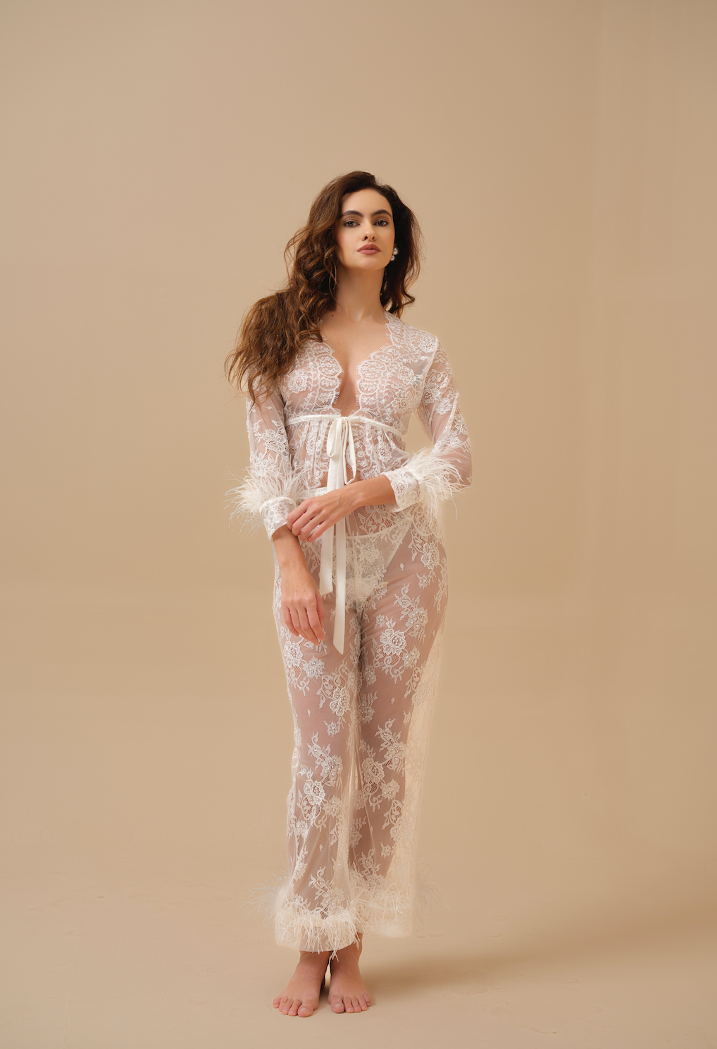 Amara Hand Embellished Lace Nightwear Set