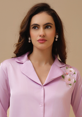 Peony Lilac Hand Embellished Pyjama set