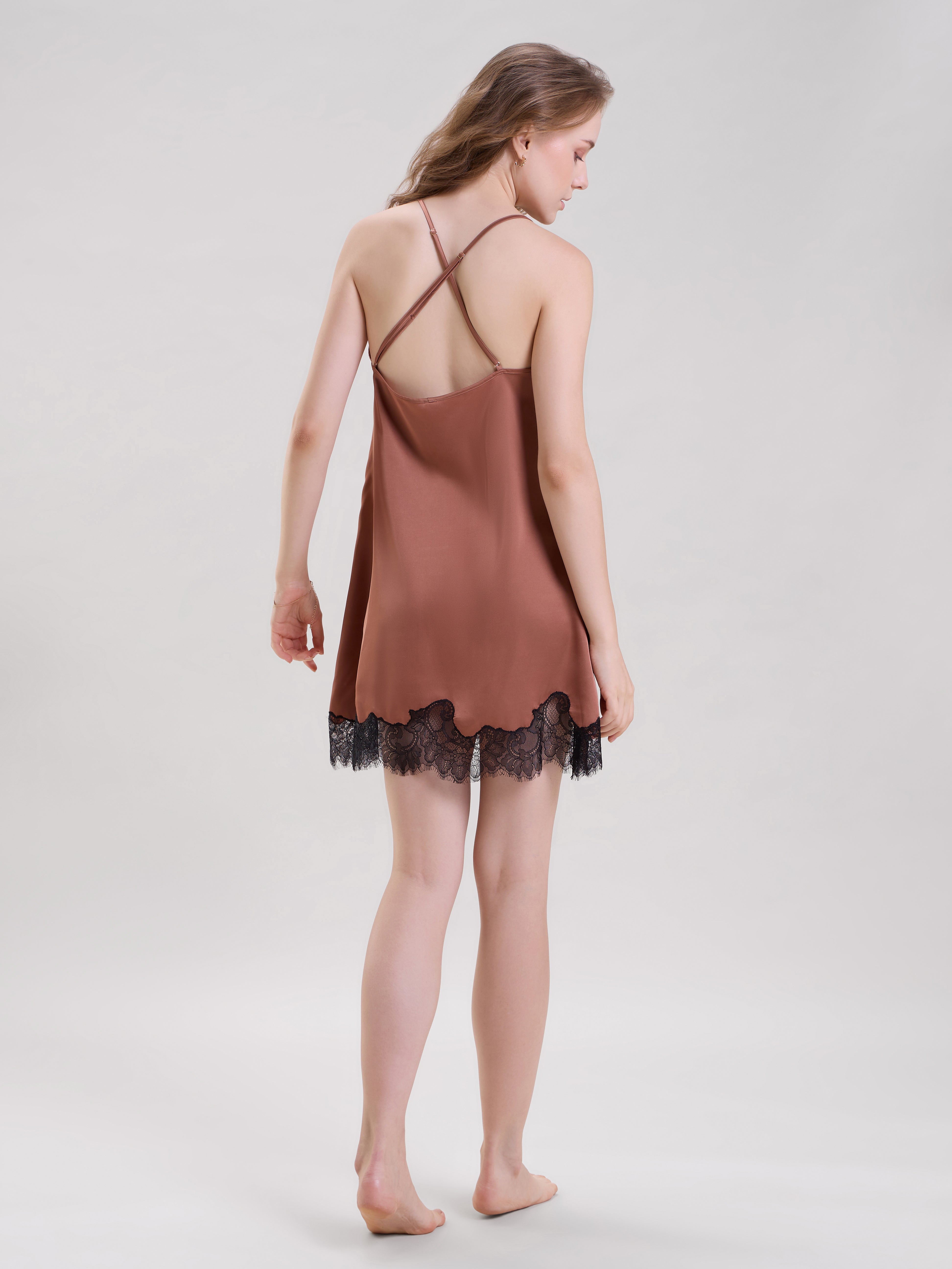 Bronze Lace Robe with Cami Dress Mysthelle Bronze Lace Robe with Cami Dress Mysthelle